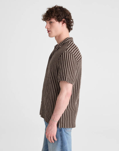 Textured-Knit Short-Sleeve Shirt Chocolate | Madewell