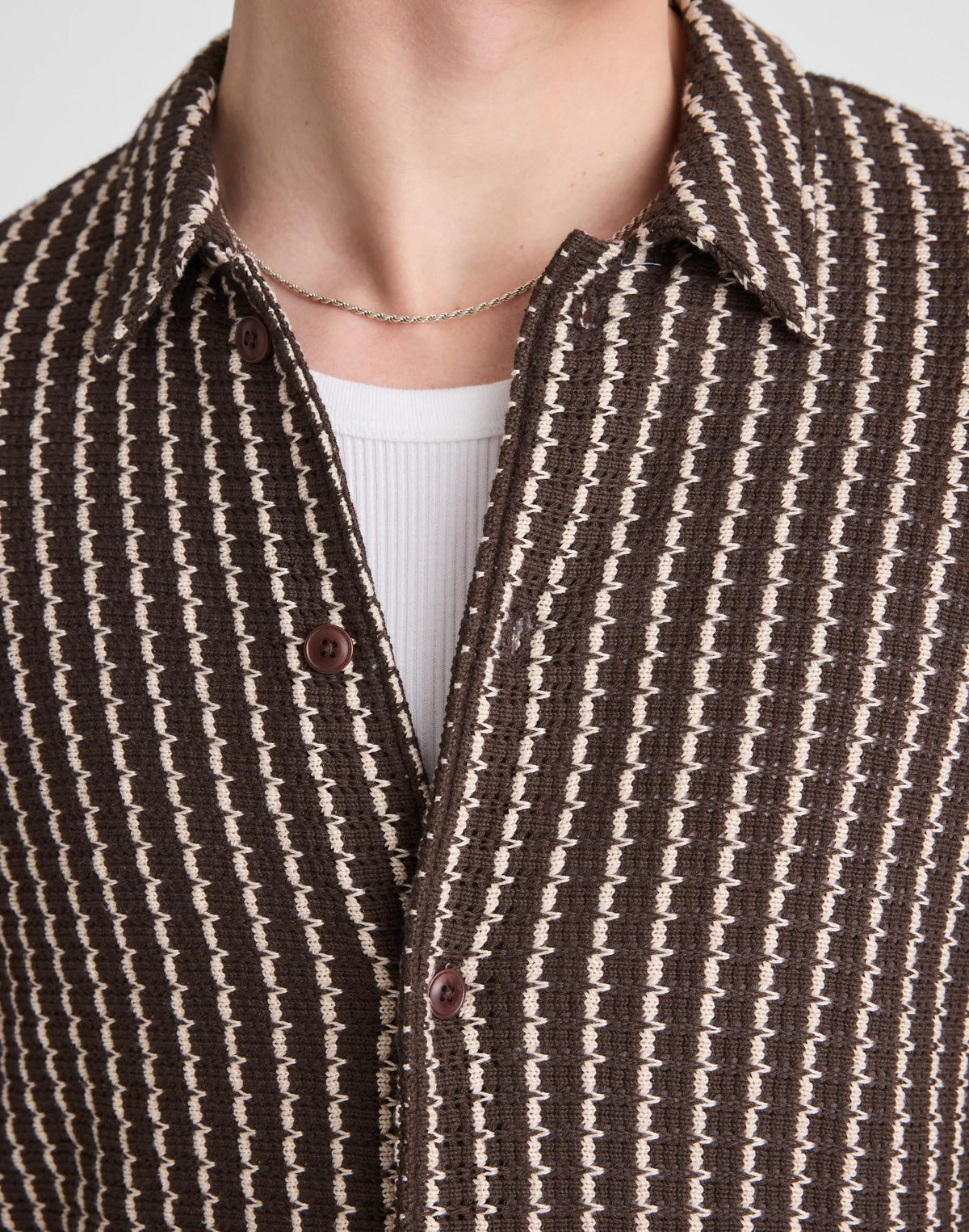 Textured-Knit Short-Sleeve Shirt Chocolate | Madewell