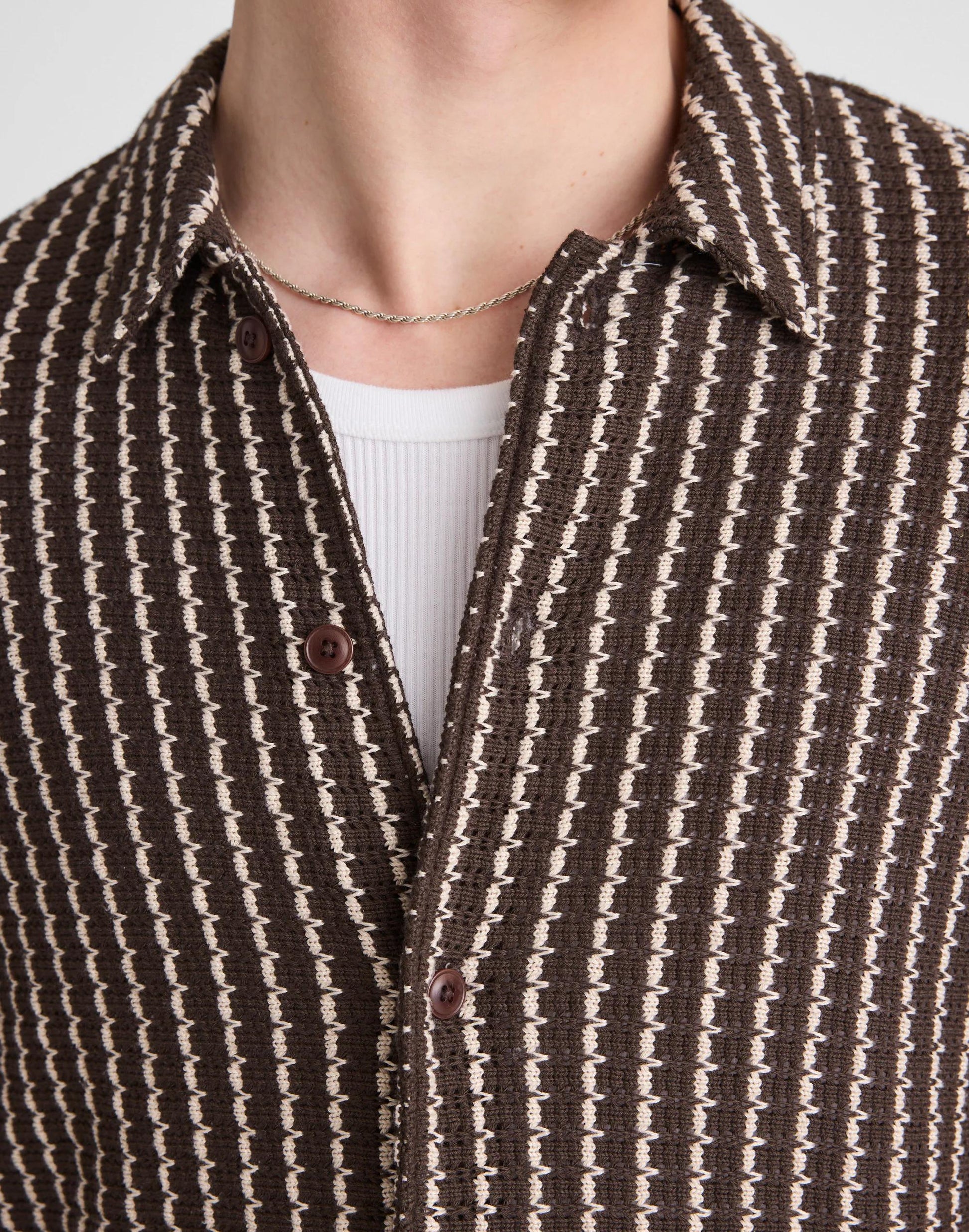 Textured-Knit Short-Sleeve Shirt Chocolate | Madewell