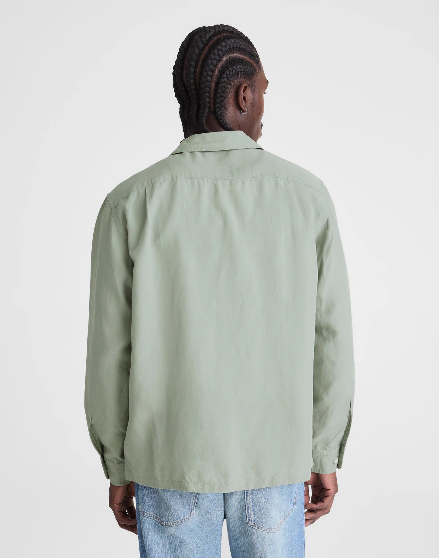 The Long-Sleeve Camp Shirt in Archive Linen Blend Frosted Cement | Madewell