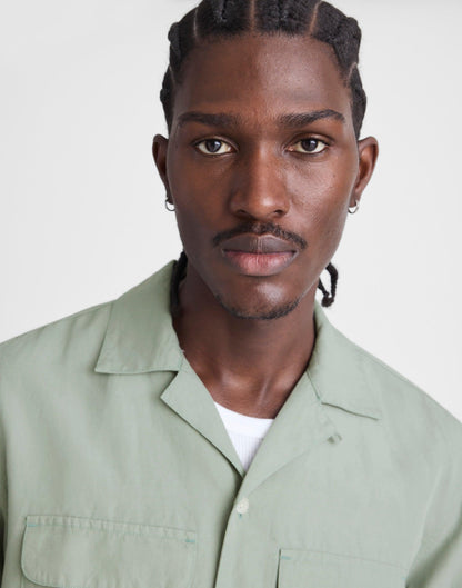 The Long-Sleeve Camp Shirt in Archive Linen Blend Frosted Cement | Madewell