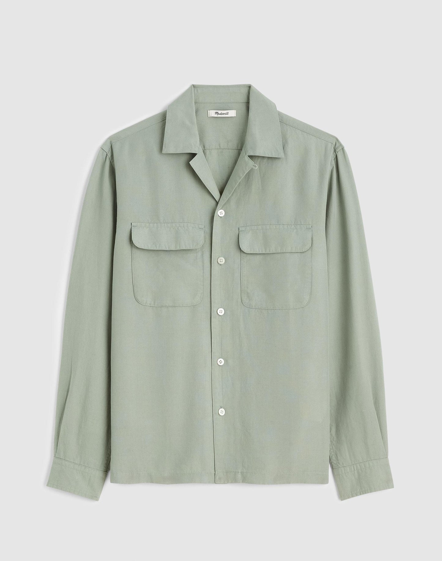 The Long-Sleeve Camp Shirt in Archive Linen Blend Frosted Cement | Madewell