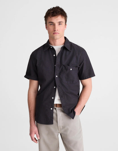 Short-Sleeve Single-Pocket Shirt in Allday Oxford Licorice | Madewell