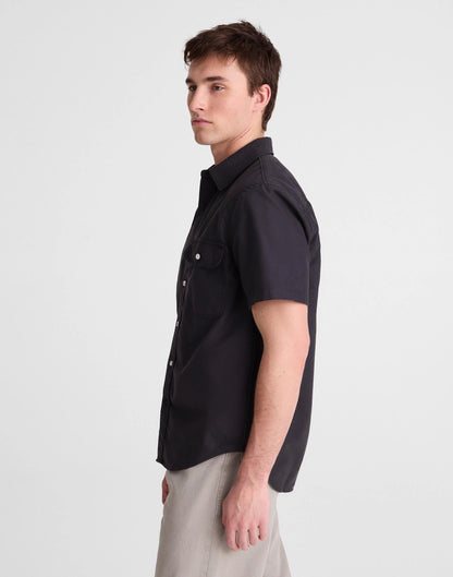 Short-Sleeve Single-Pocket Shirt in Allday Oxford Licorice | Madewell