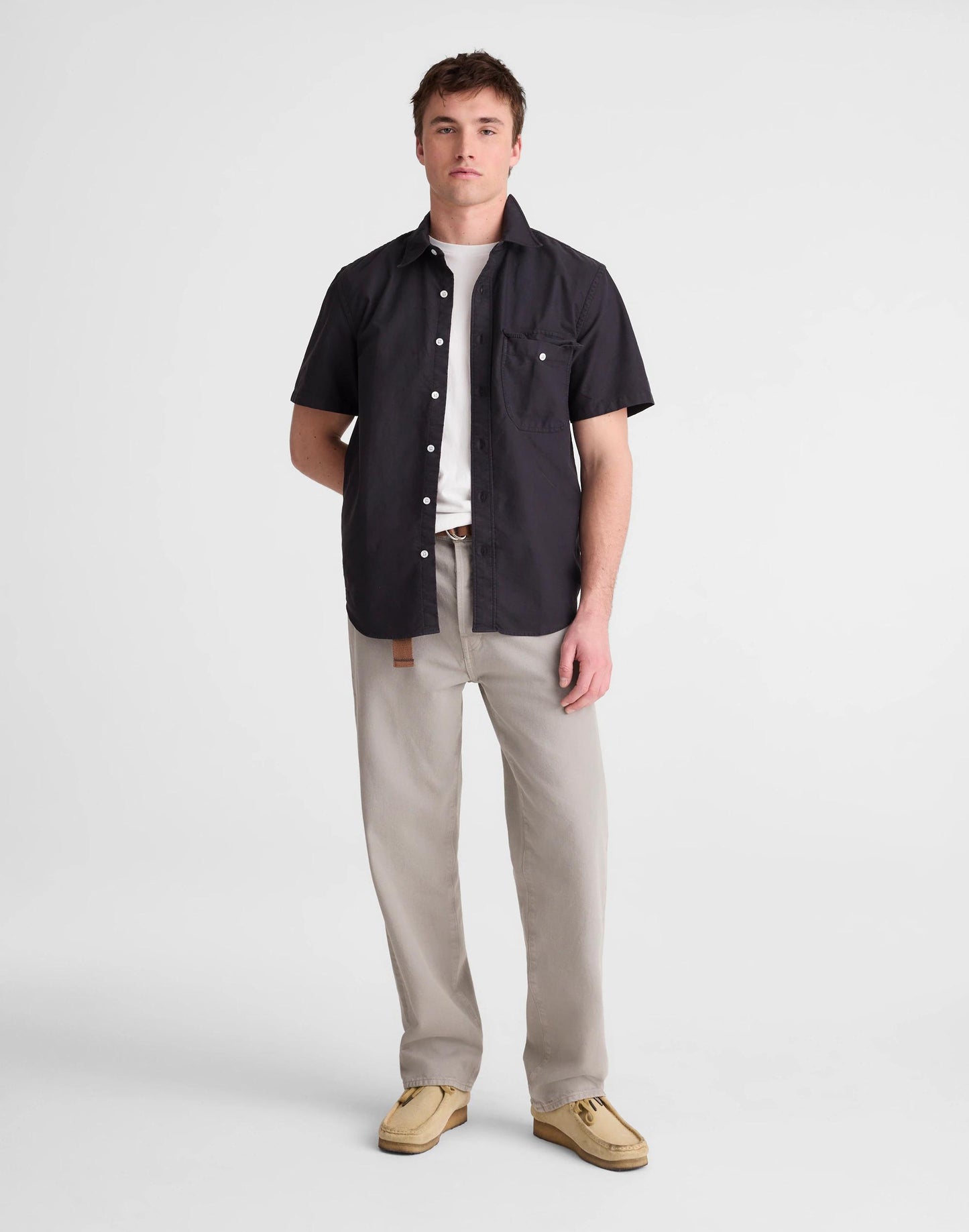 Short-Sleeve Single-Pocket Shirt in Allday Oxford Licorice | Madewell