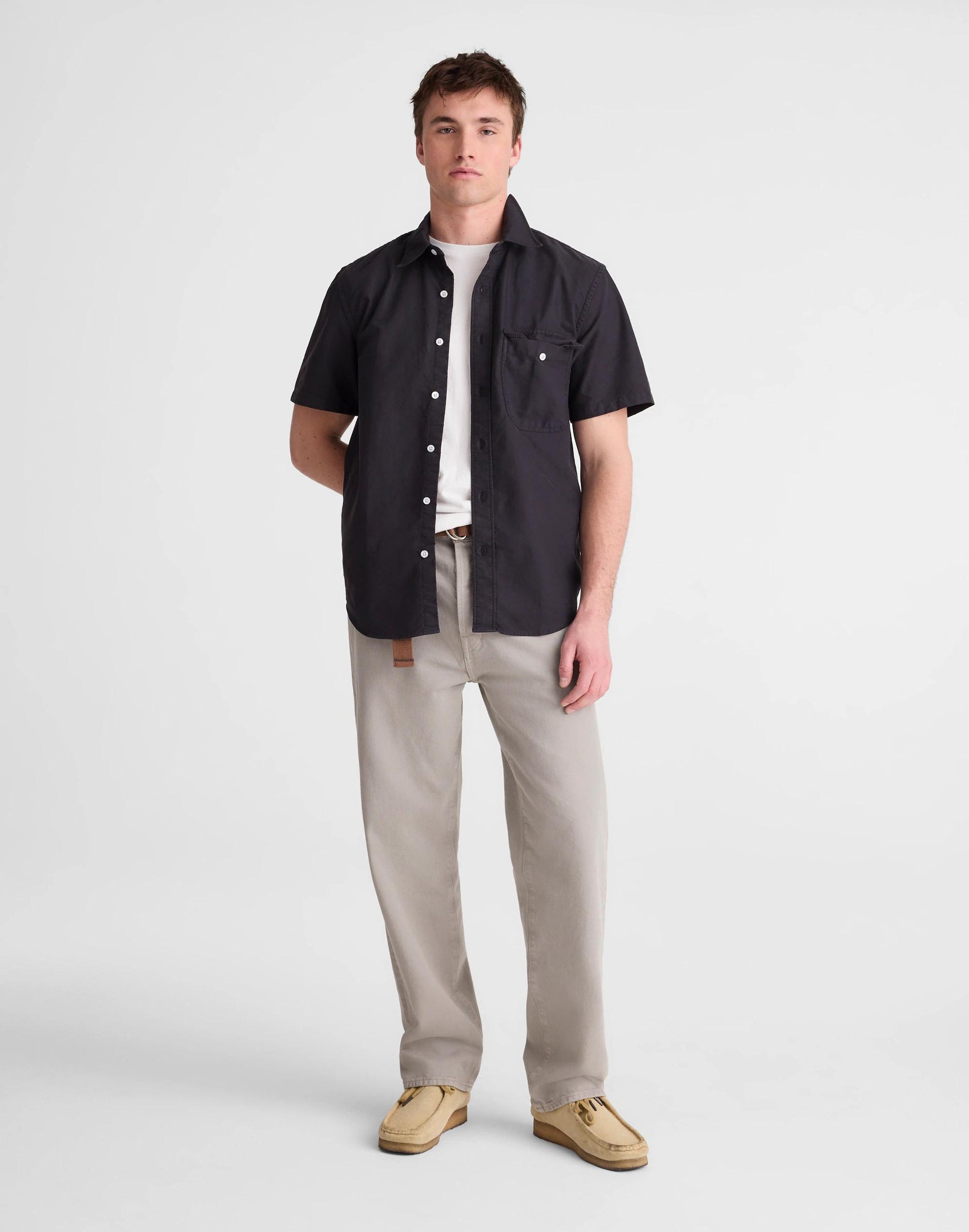 Short-Sleeve Single-Pocket Shirt in Allday Oxford Licorice | Madewell