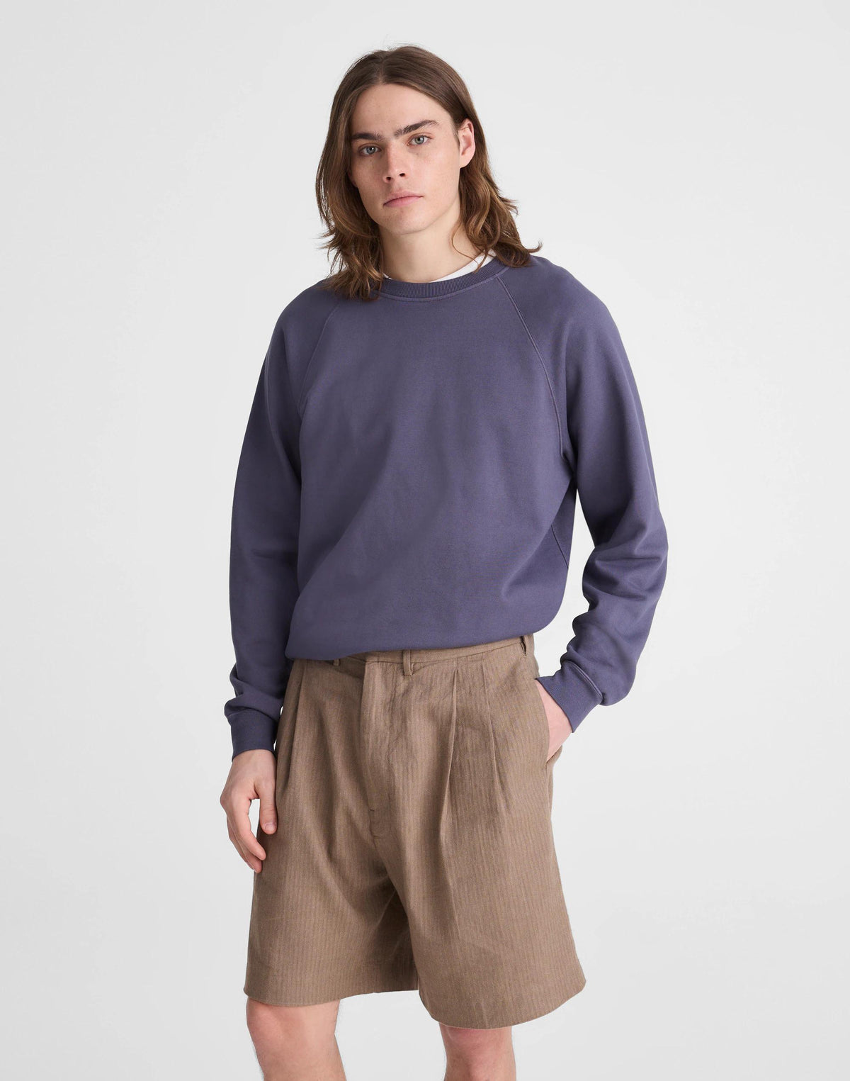 Double-Pleated Shorts in Herringbone Linen-Cotton Blend Light Mauve | Madewell