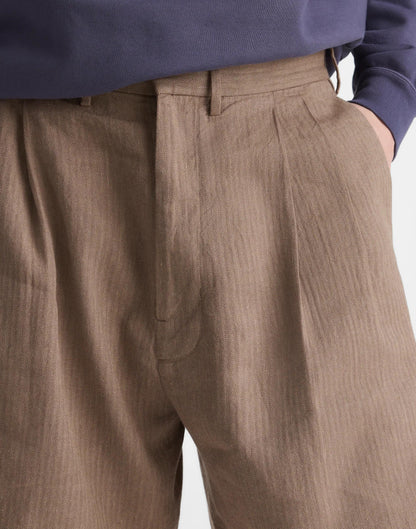 Double-Pleated Shorts in Herringbone Linen-Cotton Blend Light Mauve | Madewell