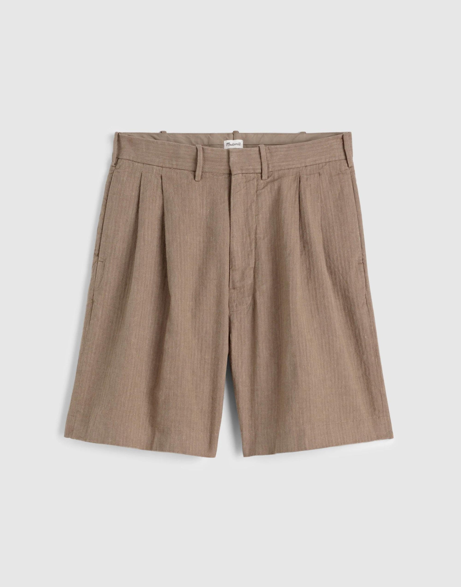 Double-Pleated Shorts in Herringbone Linen-Cotton Blend Light Mauve | Madewell