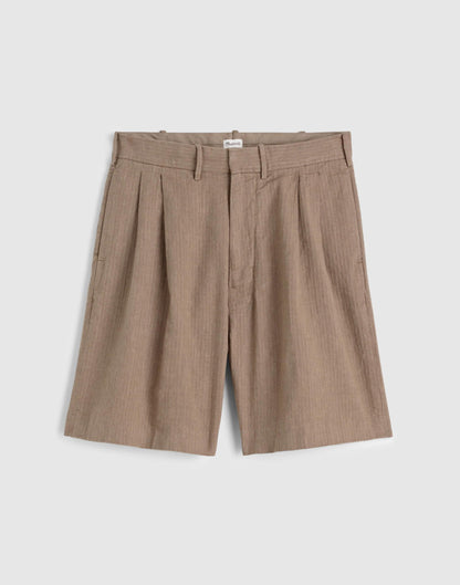 Double-Pleated Shorts in Herringbone Linen-Cotton Blend Light Mauve | Madewell