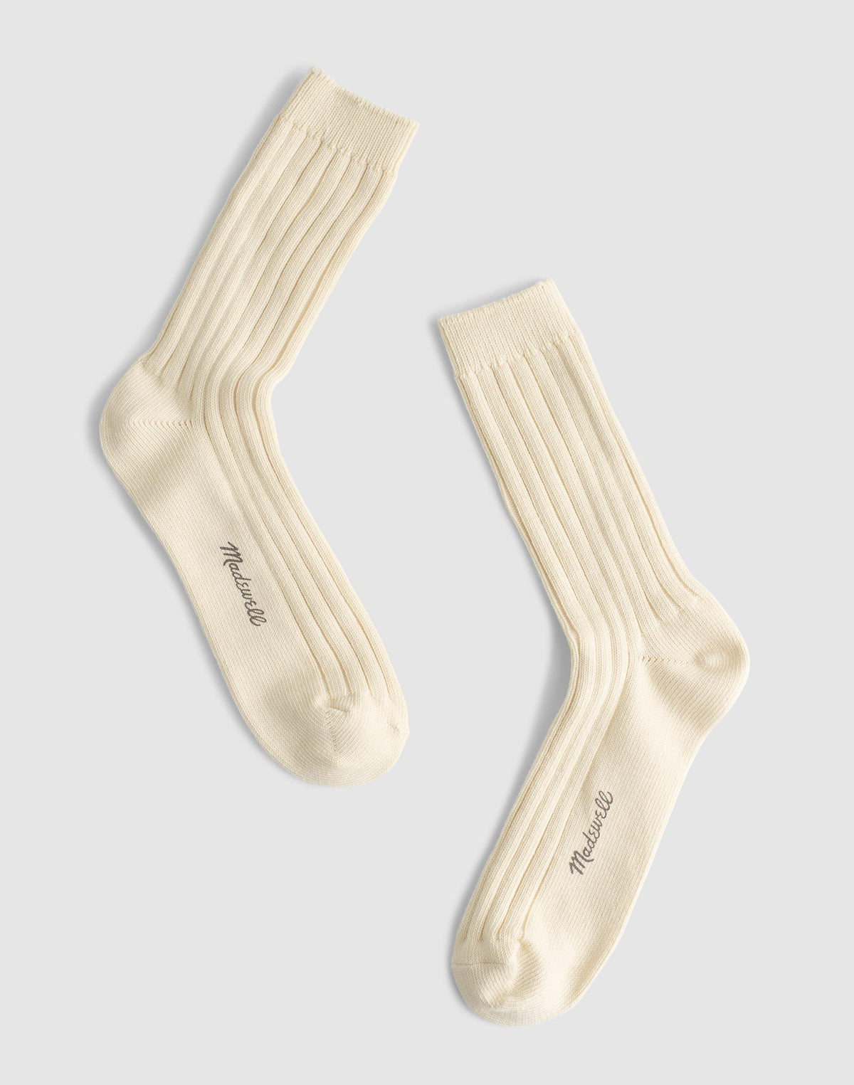 Ribbed Crew Socks in Cotton Antique Cream | Madewell