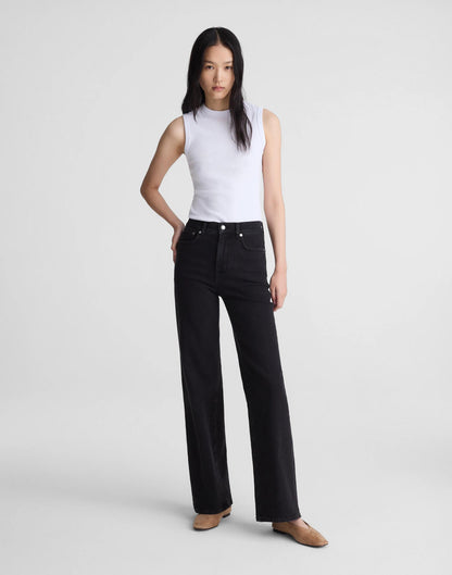 The Wide-Leg Jean in Super Stretch Denim Black Frost | Madewell