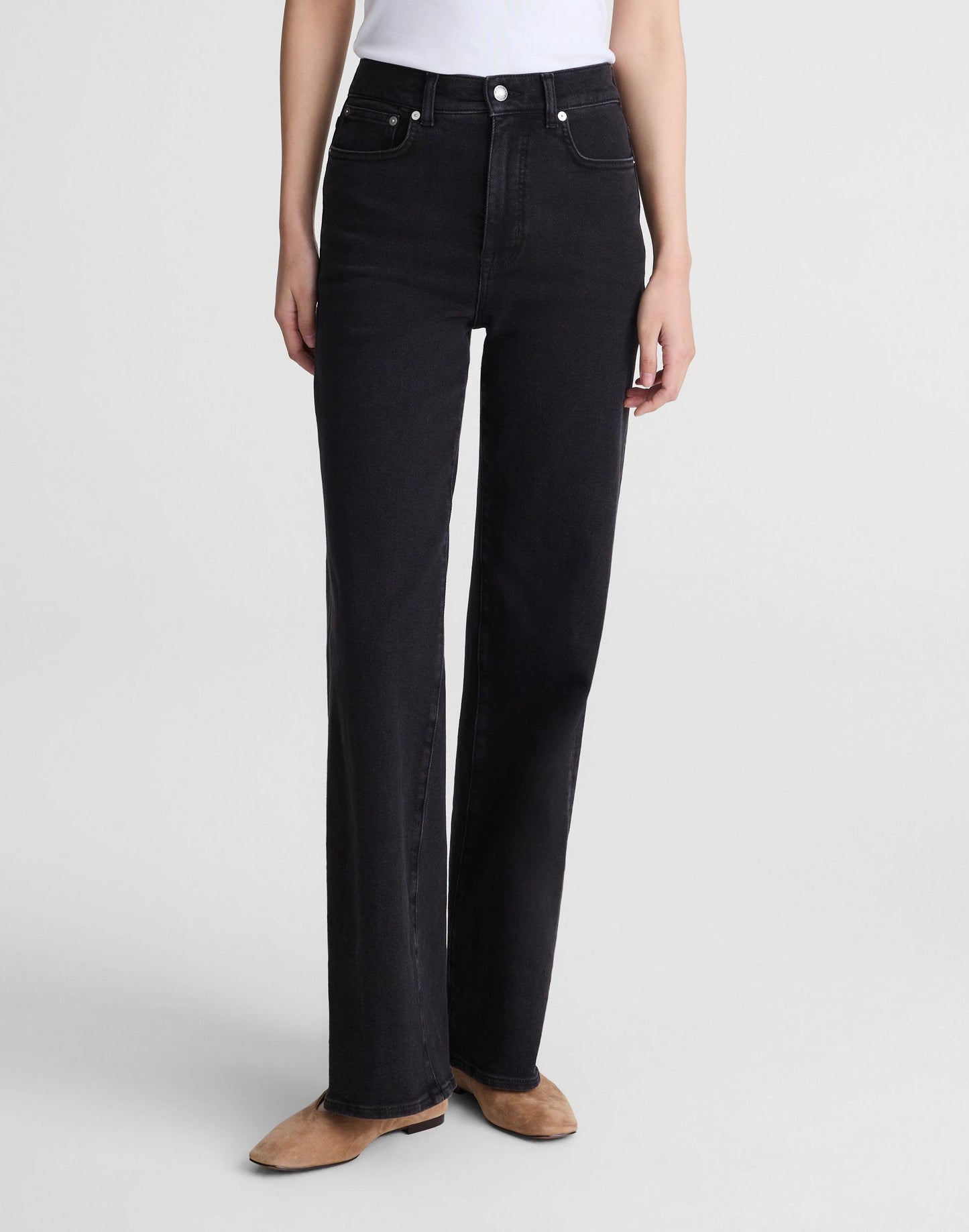 The Wide-Leg Jean in Super Stretch Denim Black Frost | Madewell