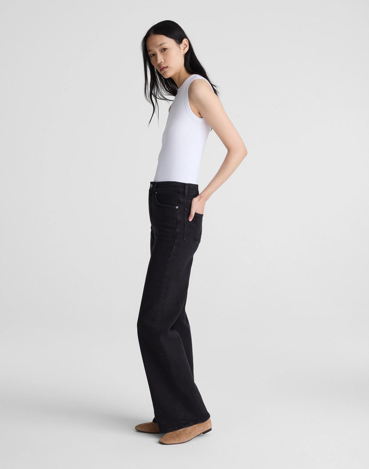 The Wide-Leg Jean in Super Stretch Denim Black Frost | Madewell