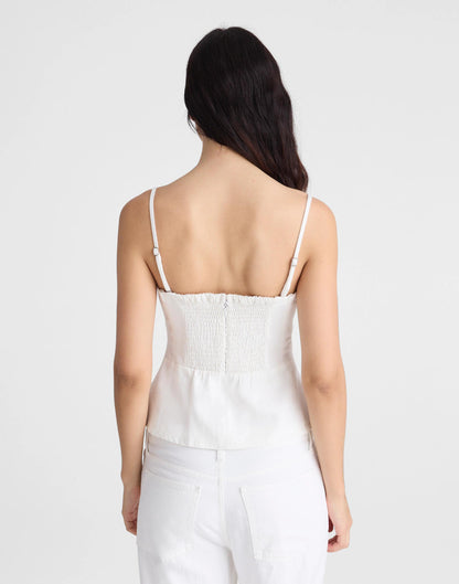 Airy Denim Ruched Squareneck Tank Tile White | Madewell