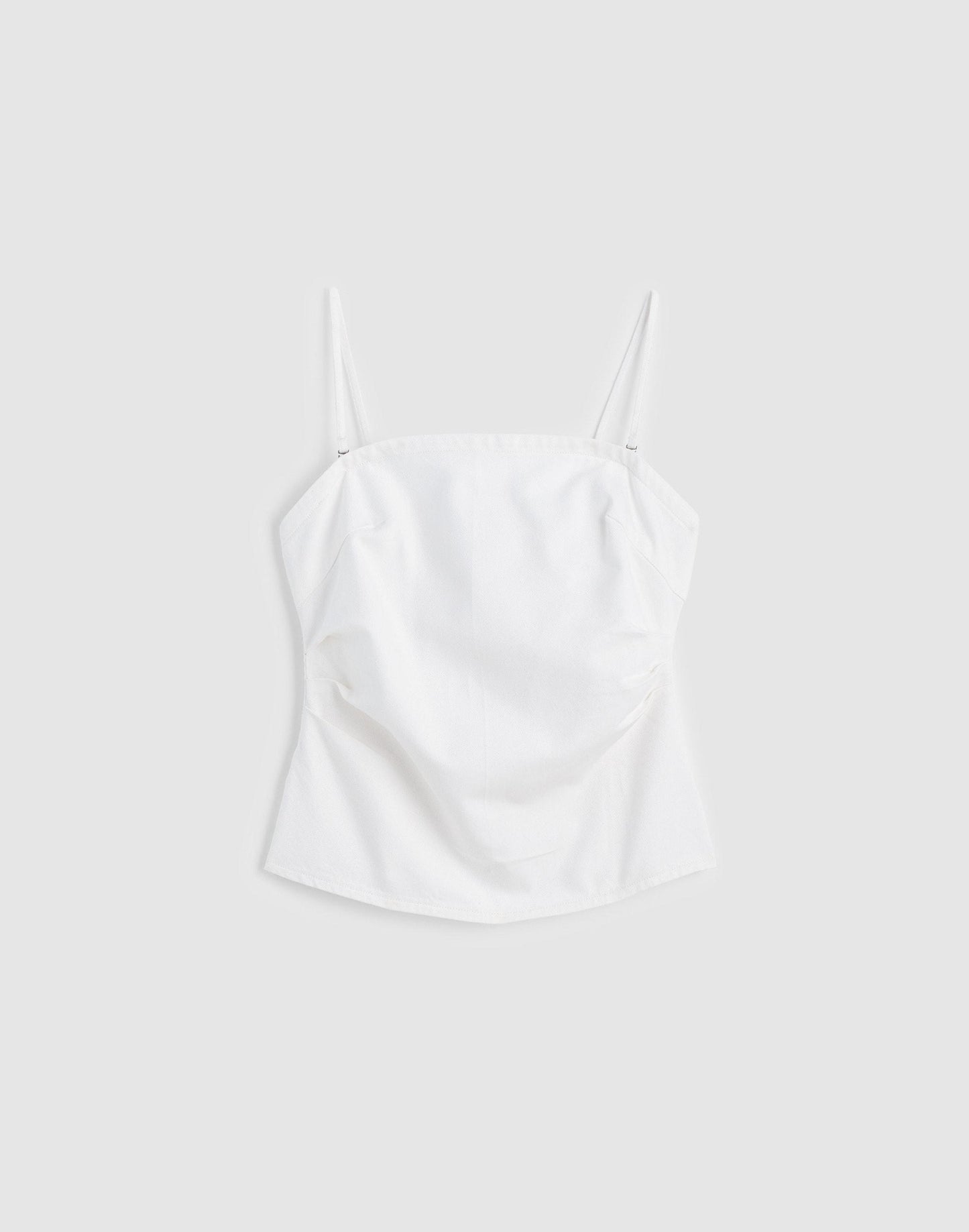 Airy Denim Ruched Squareneck Tank Tile White | Madewell