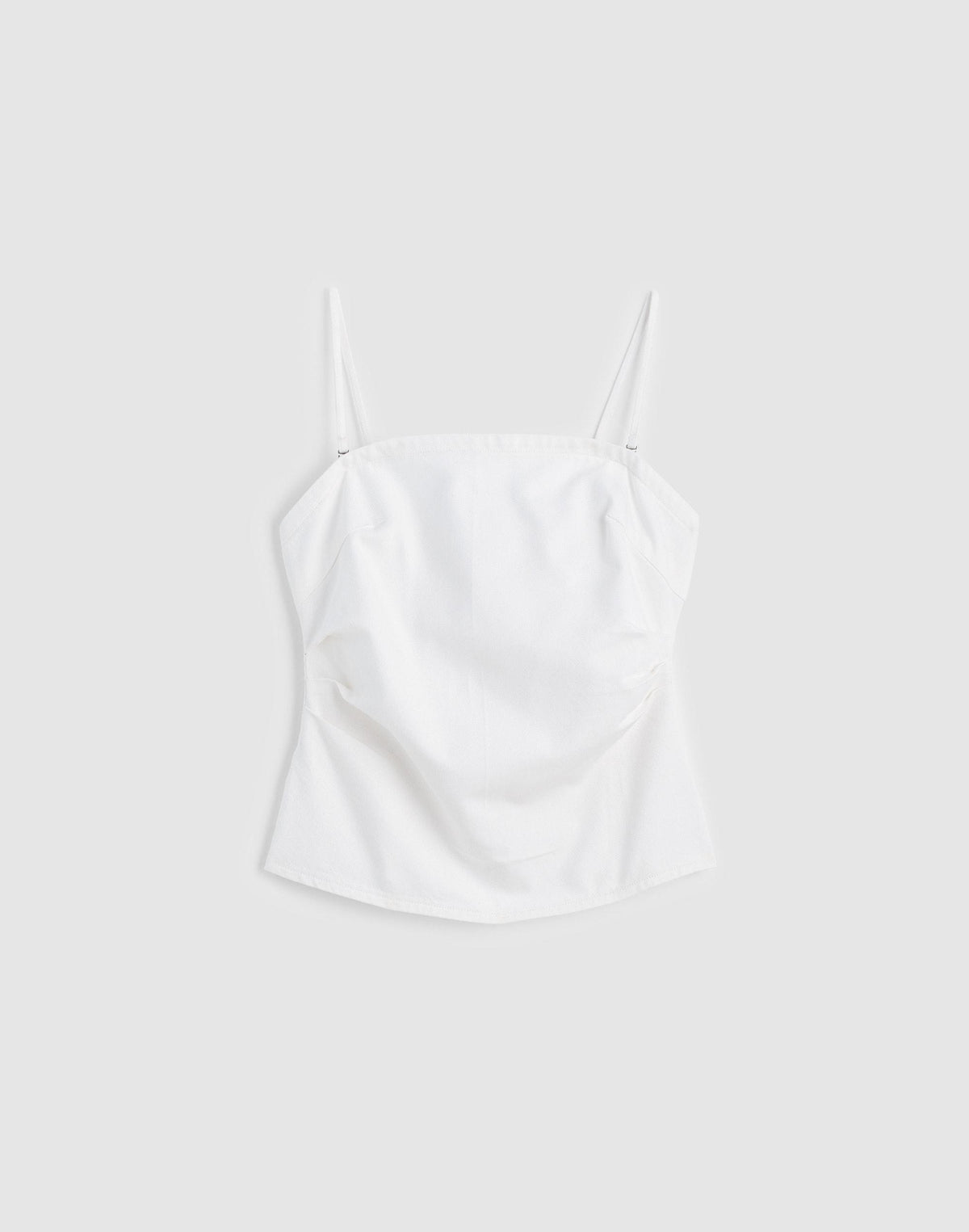 Airy Denim Ruched Squareneck Tank Tile White | Madewell