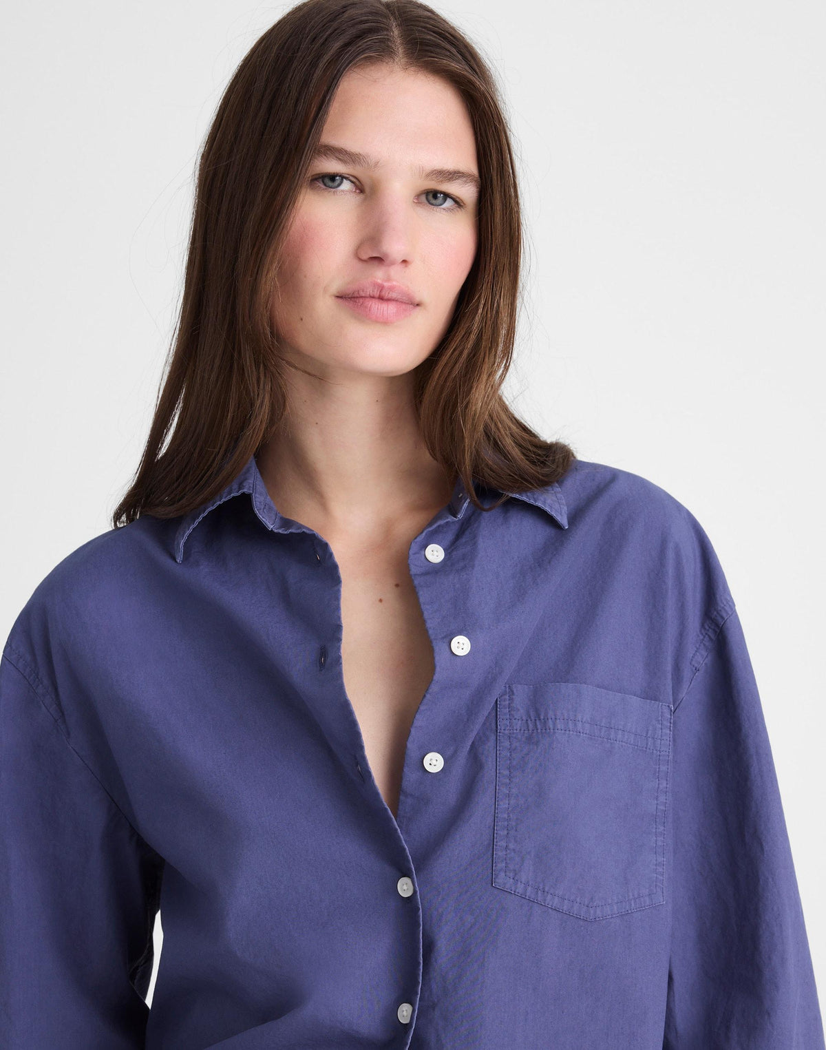 The Easy Shirt in Poplin Petrol Navy | Madewell