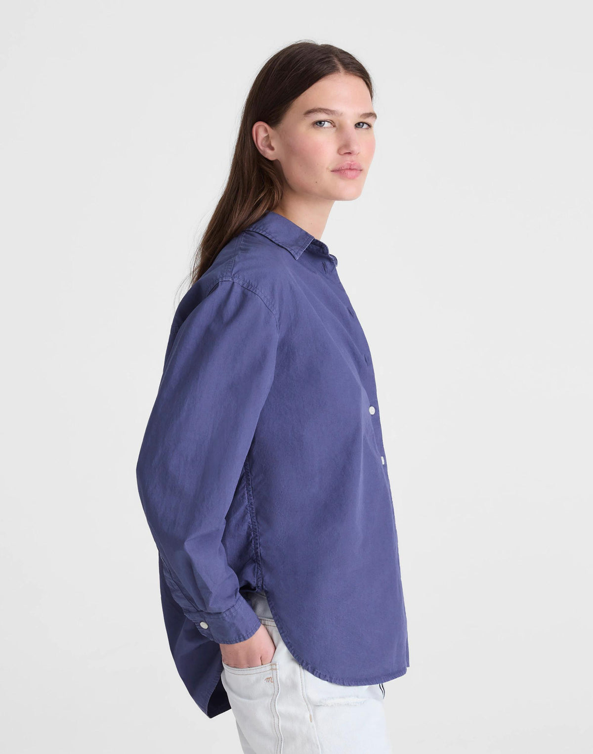 The Easy Shirt in Poplin Petrol Navy | Madewell