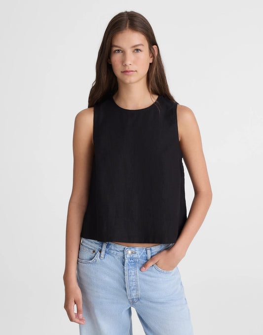 Shell Top in 100% Linen Jet Black | Madewell
