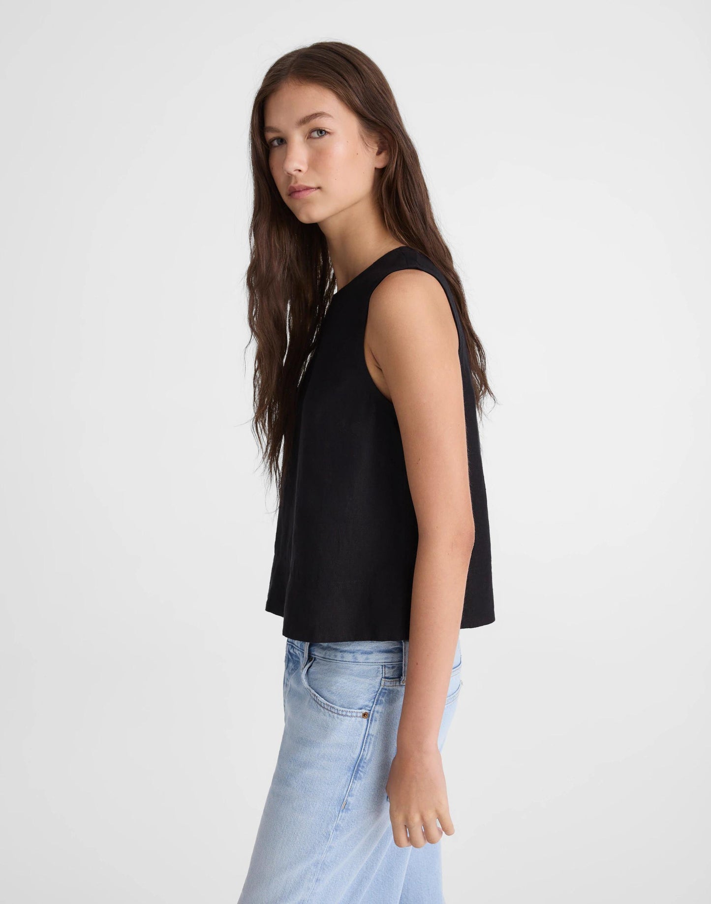Shell Top in 100% Linen Jet Black | Madewell