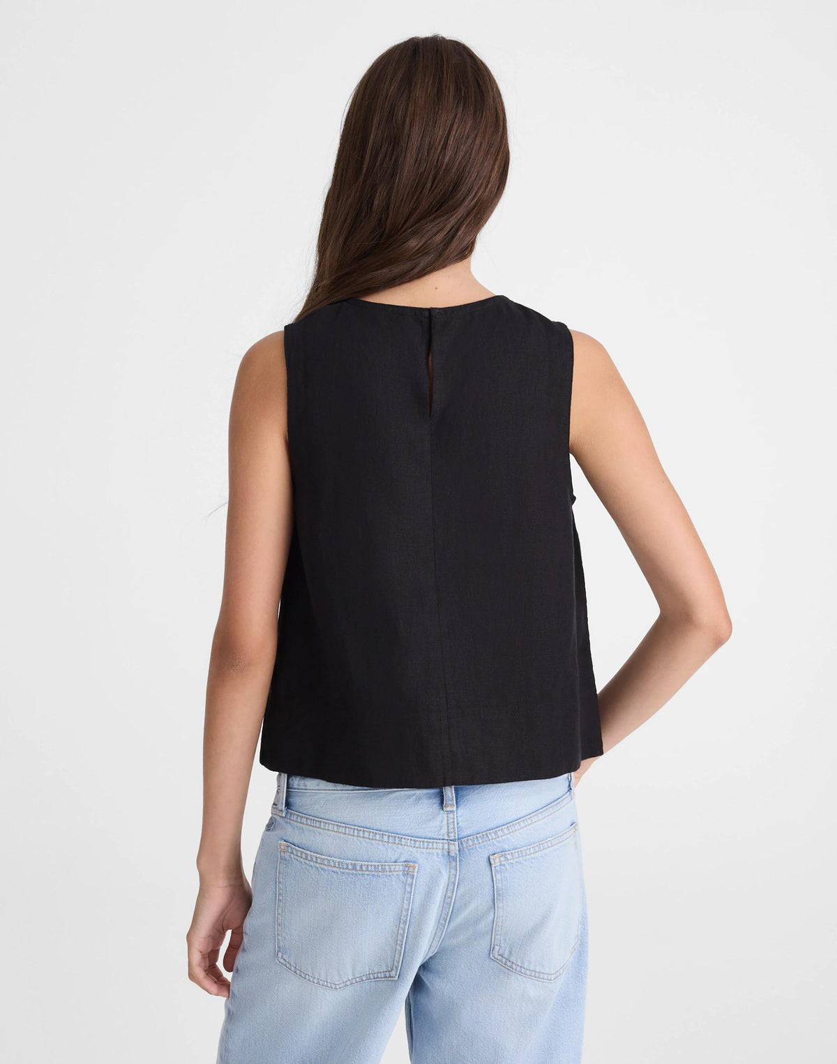 Shell Top in 100% Linen Jet Black | Madewell