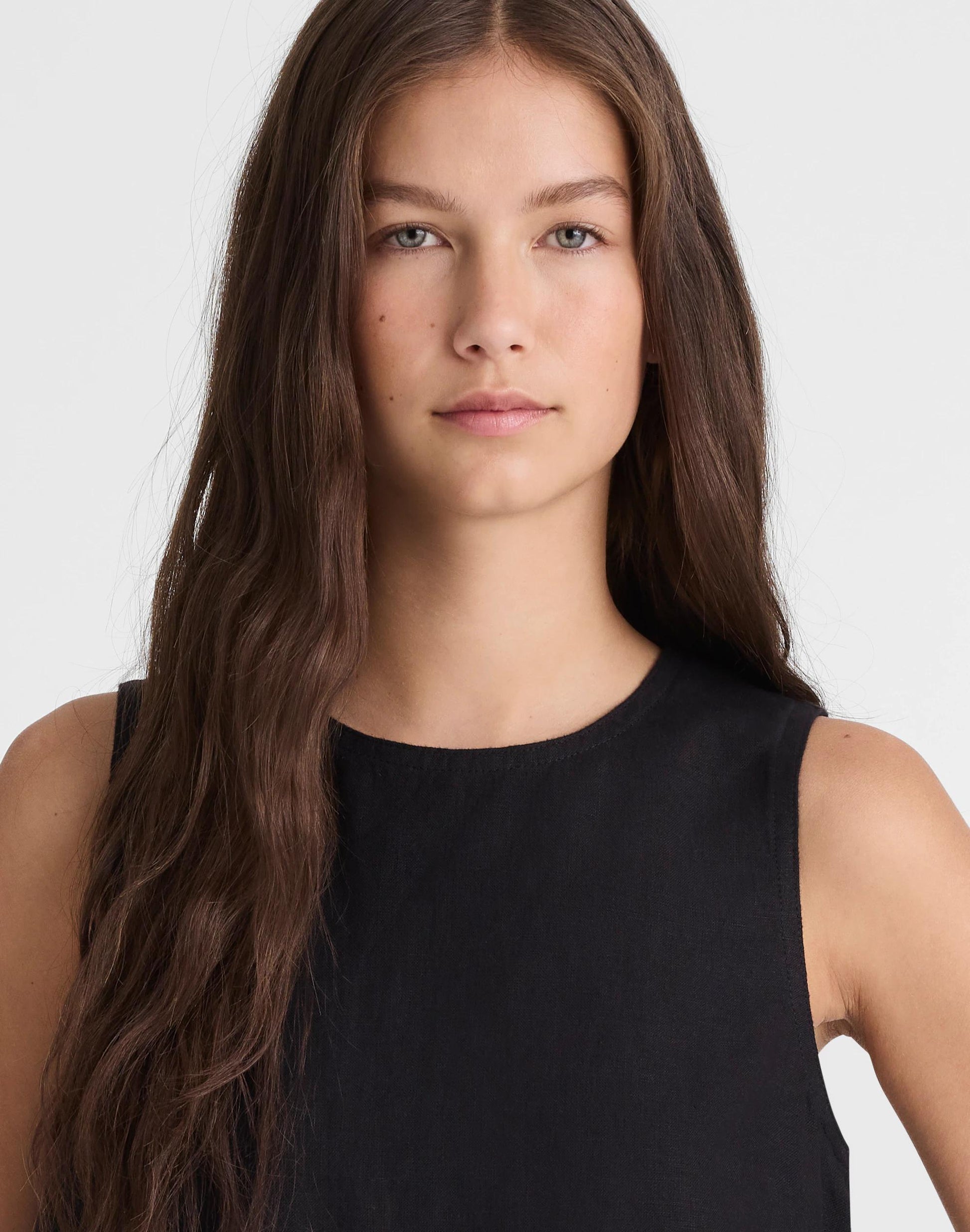 Shell Top in 100% Linen Jet Black | Madewell