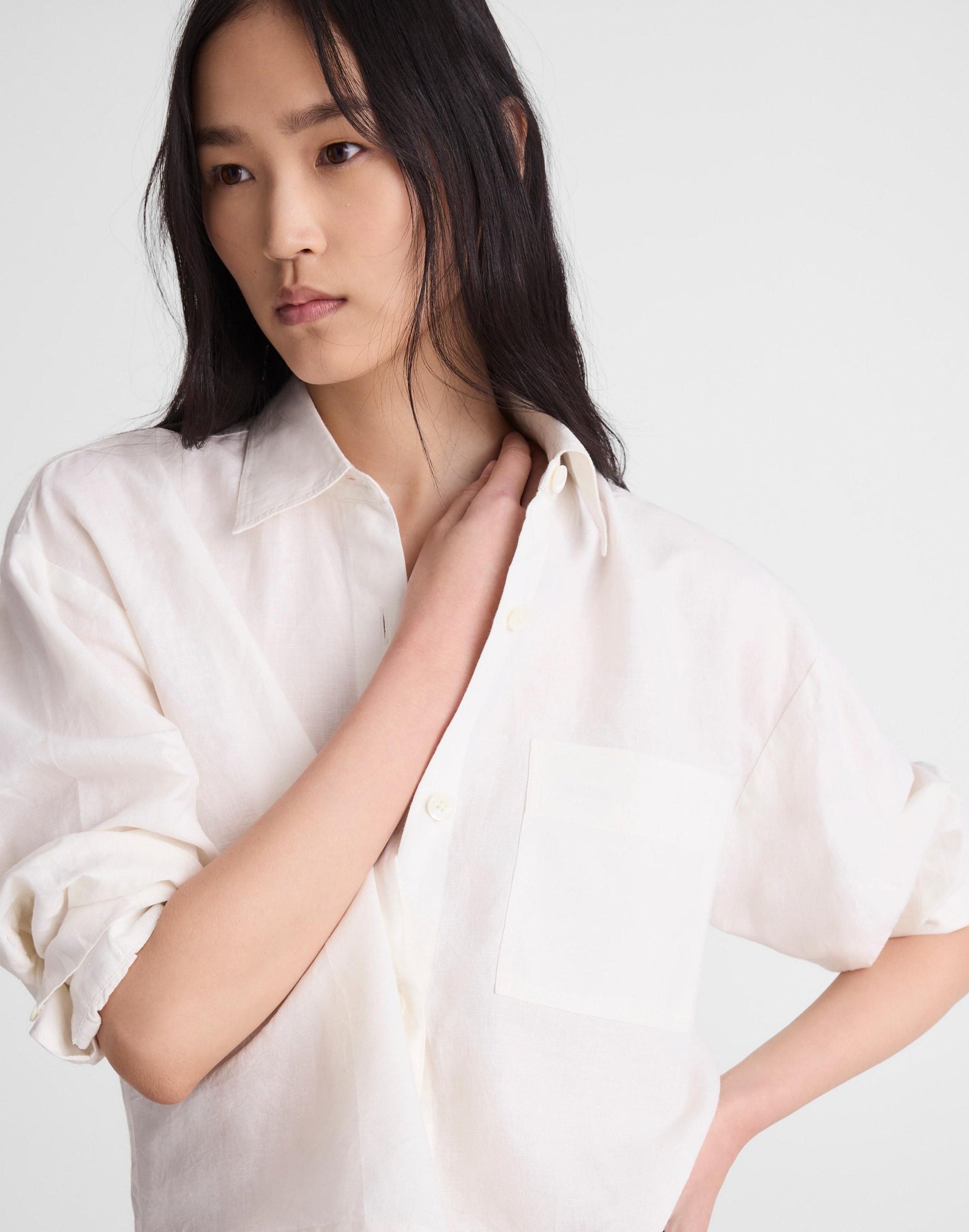Straight-Hem Shirt in Linen-Cotton Blend Ivory Linen | Madewell