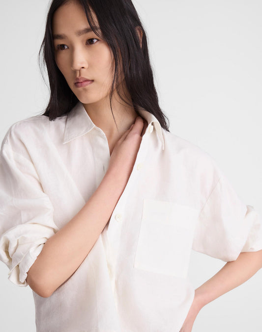 Straight-Hem Shirt in Linen-Cotton Blend Ivory Linen | Madewell