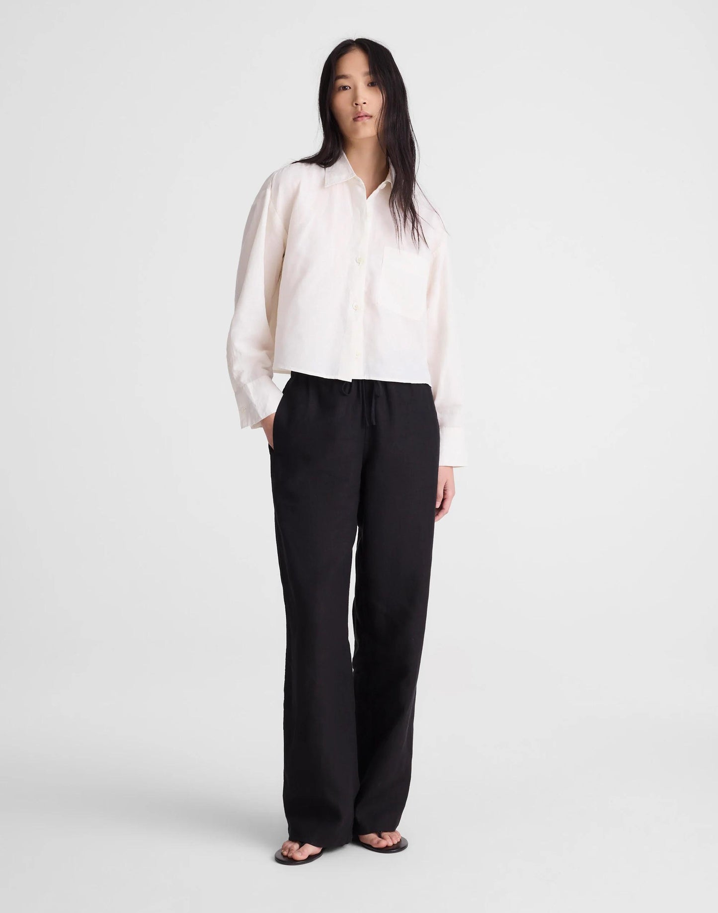 Straight-Hem Shirt in Linen-Cotton Blend Ivory Linen | Madewell