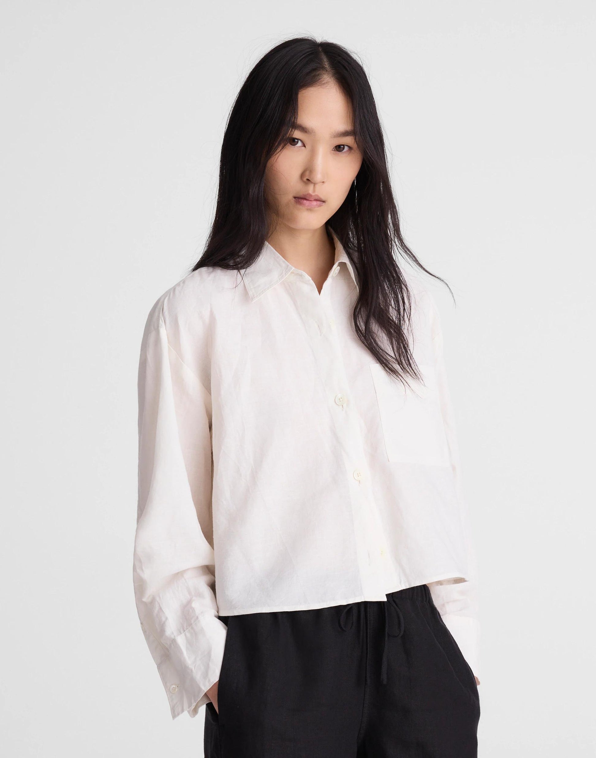 Straight-Hem Shirt in Linen-Cotton Blend Ivory Linen | Madewell