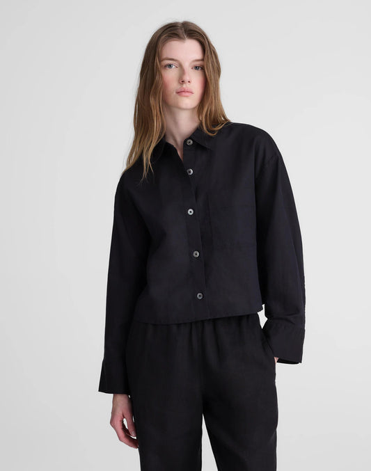 Straight-Hem Shirt in Linen-Cotton Blend Jet Black | Madewell