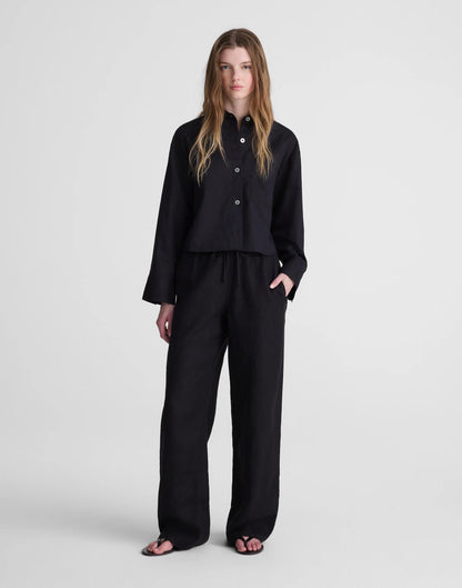 Straight-Hem Shirt in Linen-Cotton Blend Jet Black | Madewell