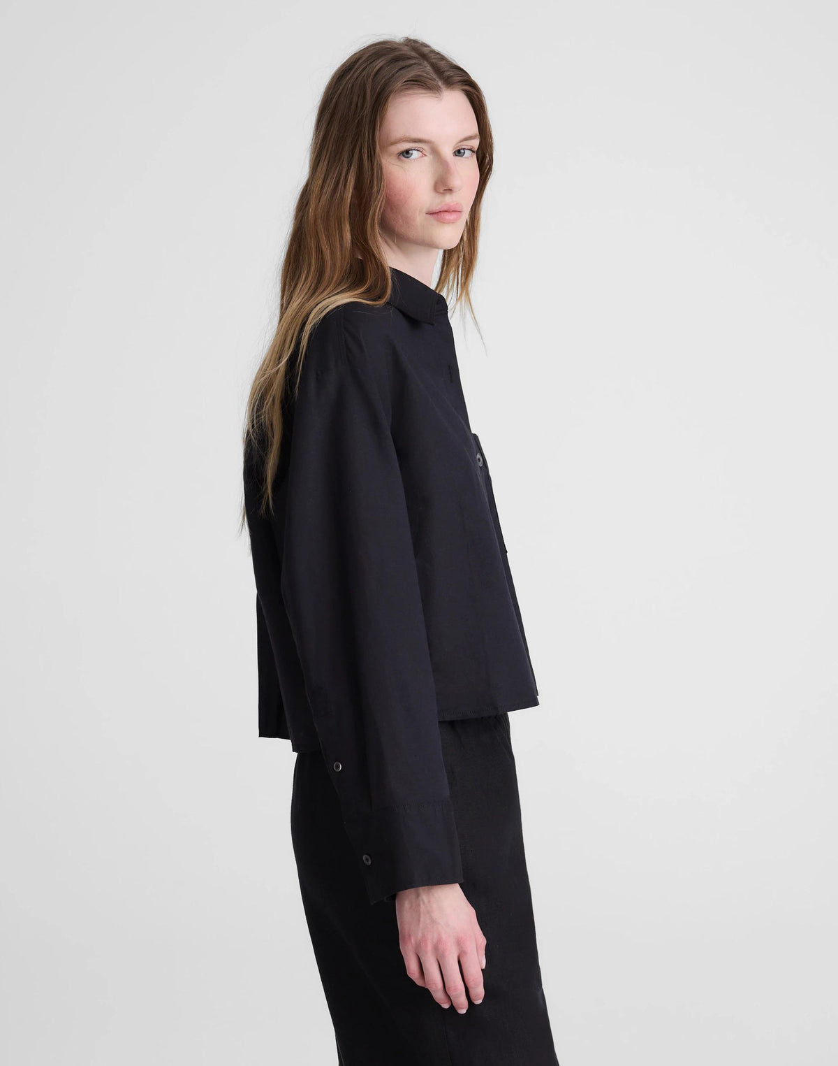 Straight-Hem Shirt in Linen-Cotton Blend Jet Black | Madewell