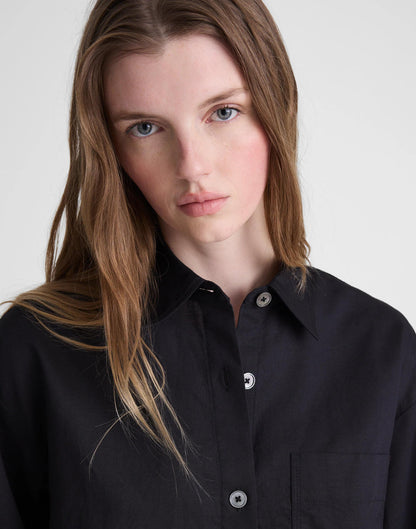 Straight-Hem Shirt in Linen-Cotton Blend Jet Black | Madewell