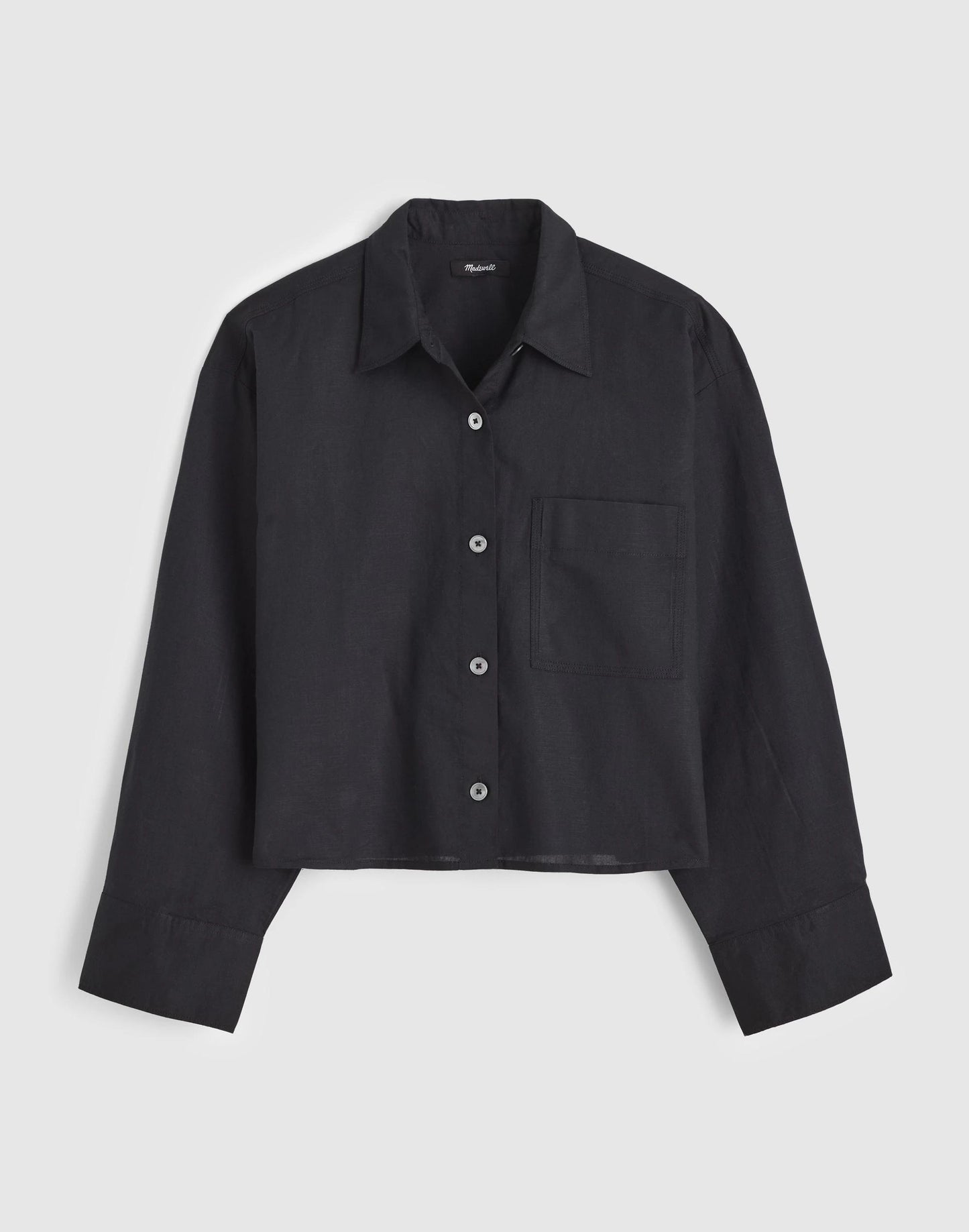 Straight-Hem Shirt in Linen-Cotton Blend Jet Black | Madewell