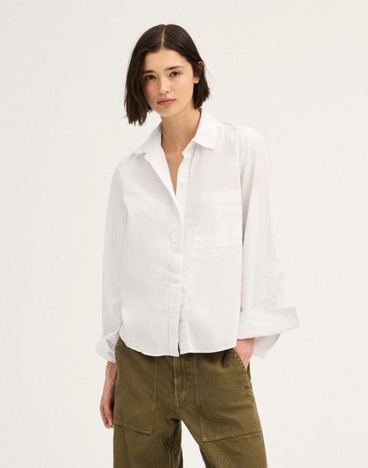 The Signature Y-Neck Shirt in Poplin White | Madewell