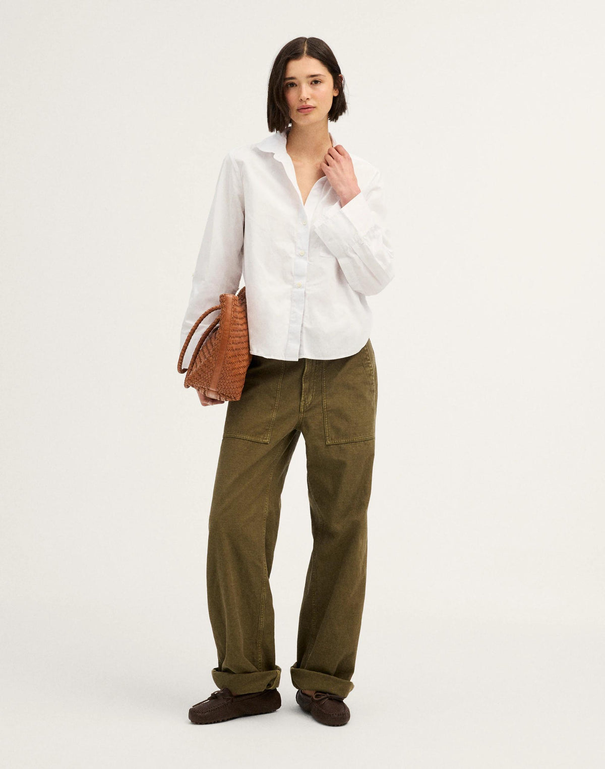 The Signature Y-Neck Shirt in Poplin White | Madewell