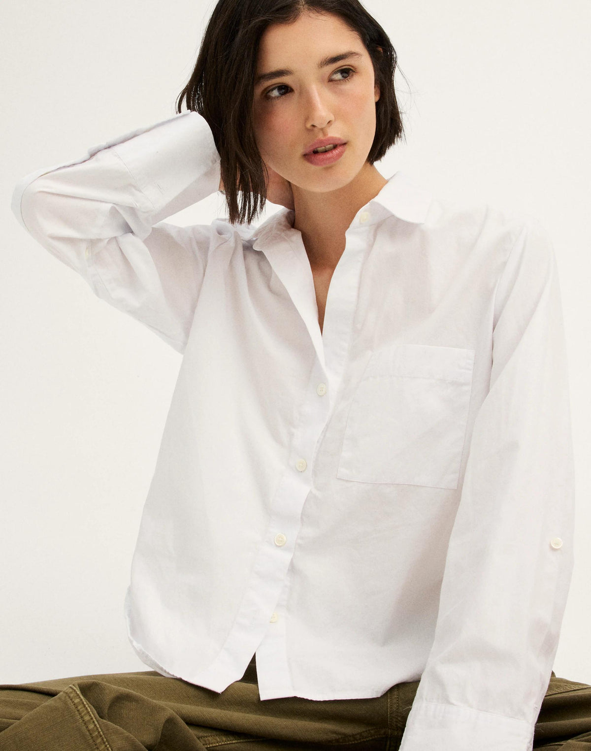 The Signature Y-Neck Shirt in Poplin White | Madewell