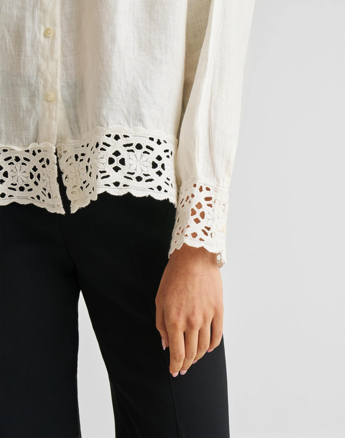 Reistor® Button-down with Embroidered Lace Shirt Off White | Madewell