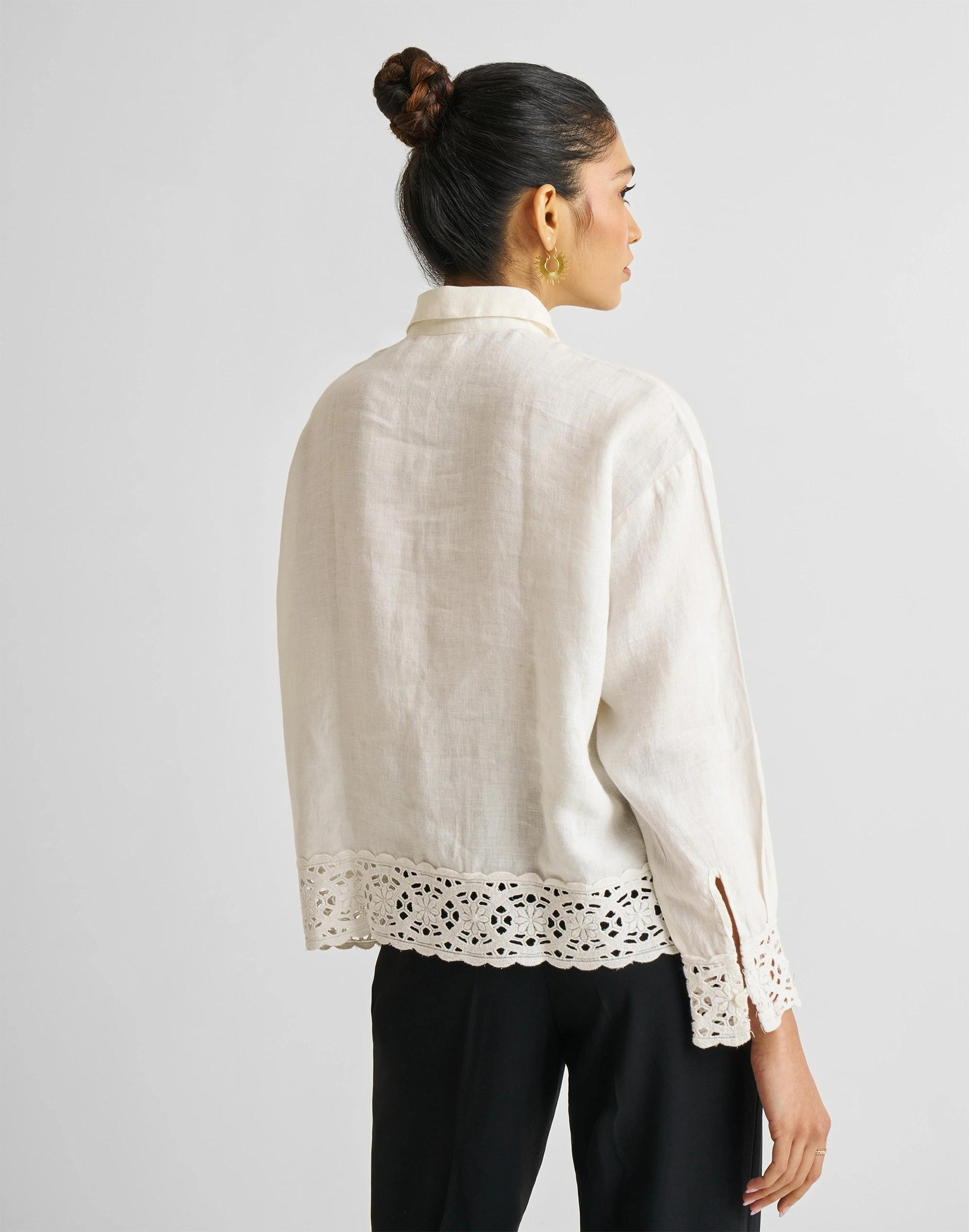 Reistor® Button-down with Embroidered Lace Shirt Off White | Madewell