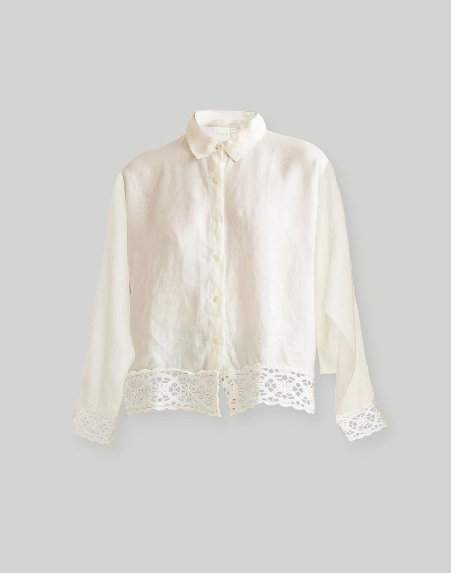 Reistor® Button-down with Embroidered Lace Shirt Off White | Madewell