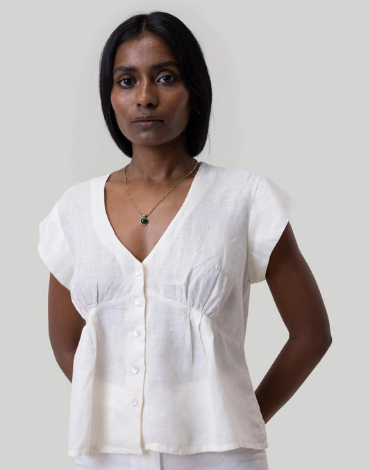 Reistor Deep V-Neck Top Ivory White | Madewell