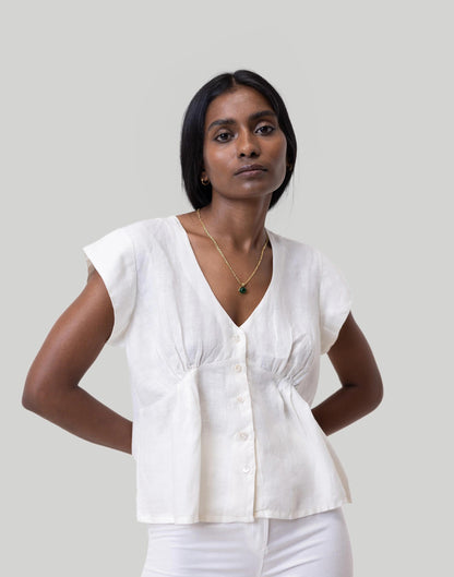 Reistor Deep V-Neck Top Ivory White | Madewell