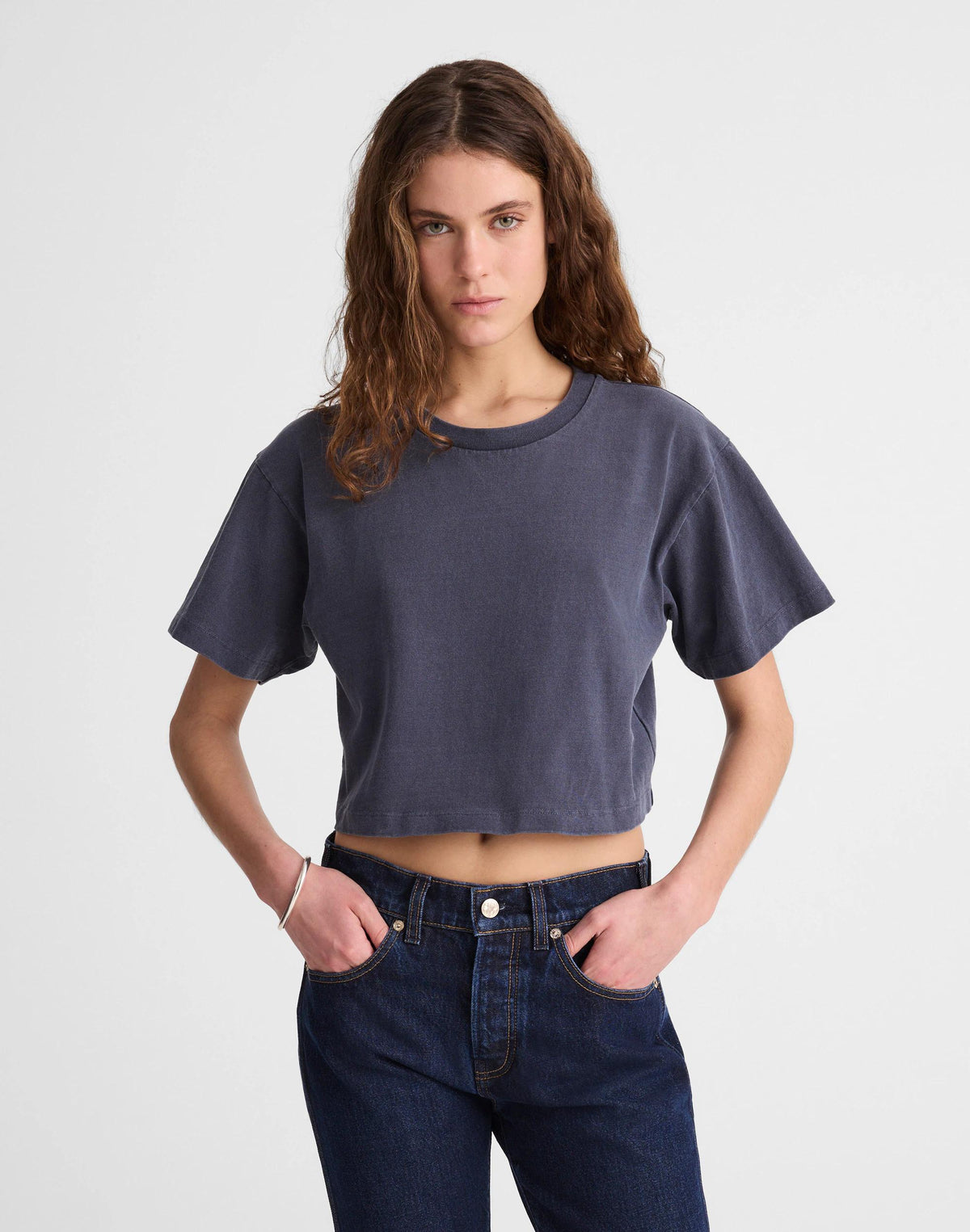 Madewell x Benjamin Talley Smith The Sullivan Boxy Crop Tee Classic Navy | Madewell