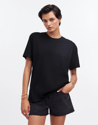 Cotton Relaxed Oversized Tee Jet Black | Madewell