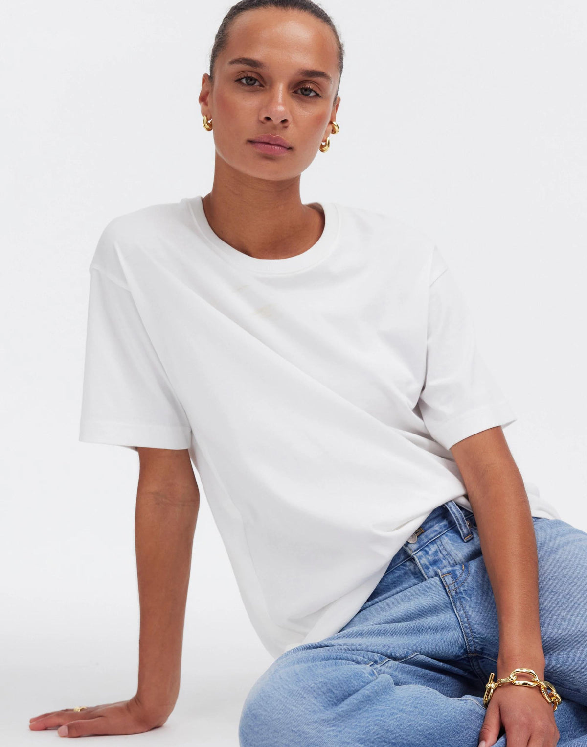 Cotton Relaxed Oversized Tee Eyelet White | Madewell