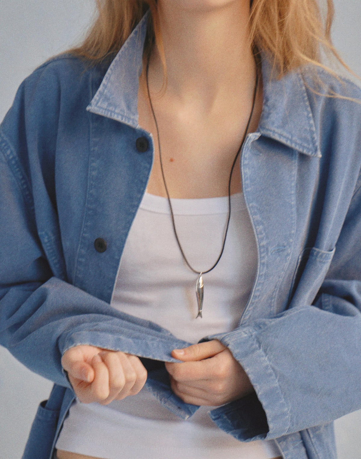 Fish Pendant Cord Necklace Warm Silver | Madewell