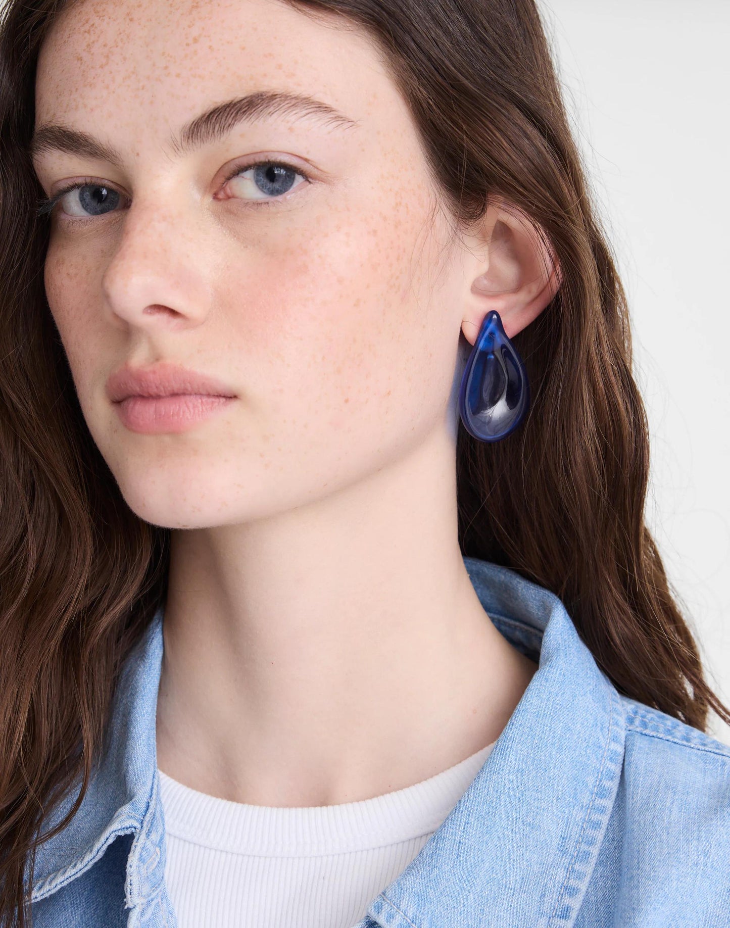 Oversized Droplet Stud Earrings Retro Blue | Madewell