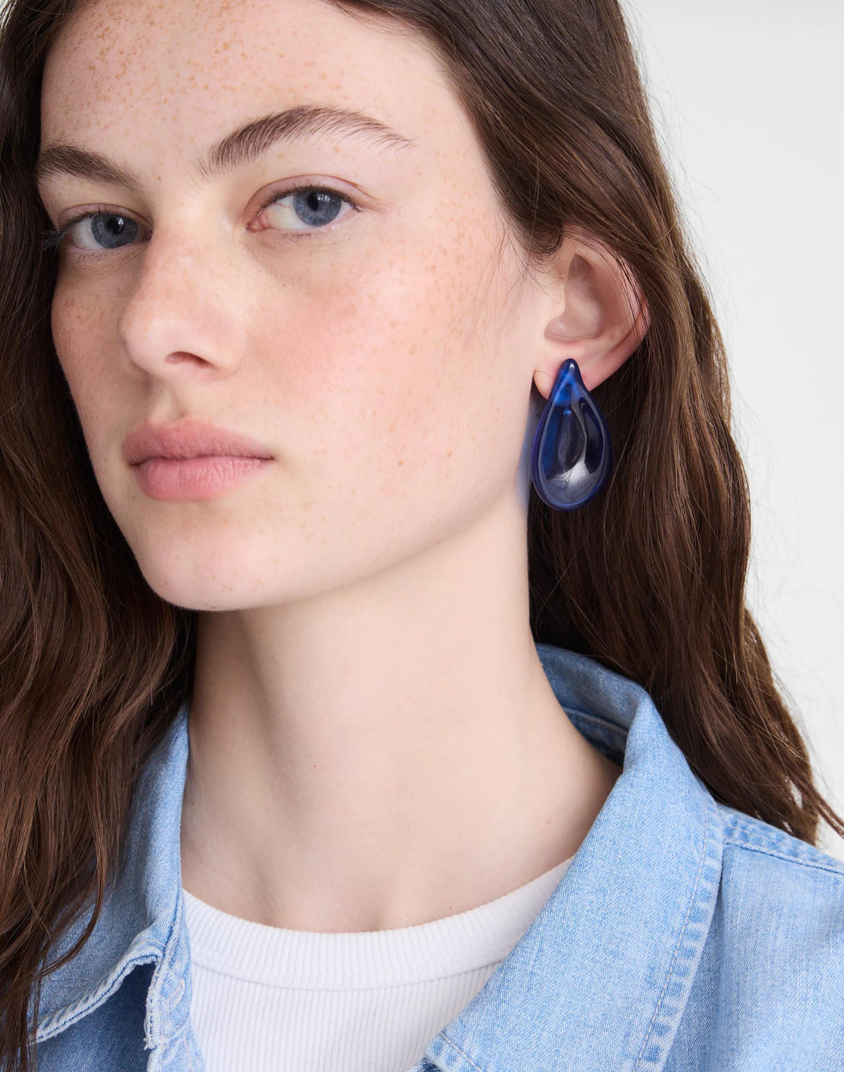 Oversized Droplet Stud Earrings Retro Blue | Madewell